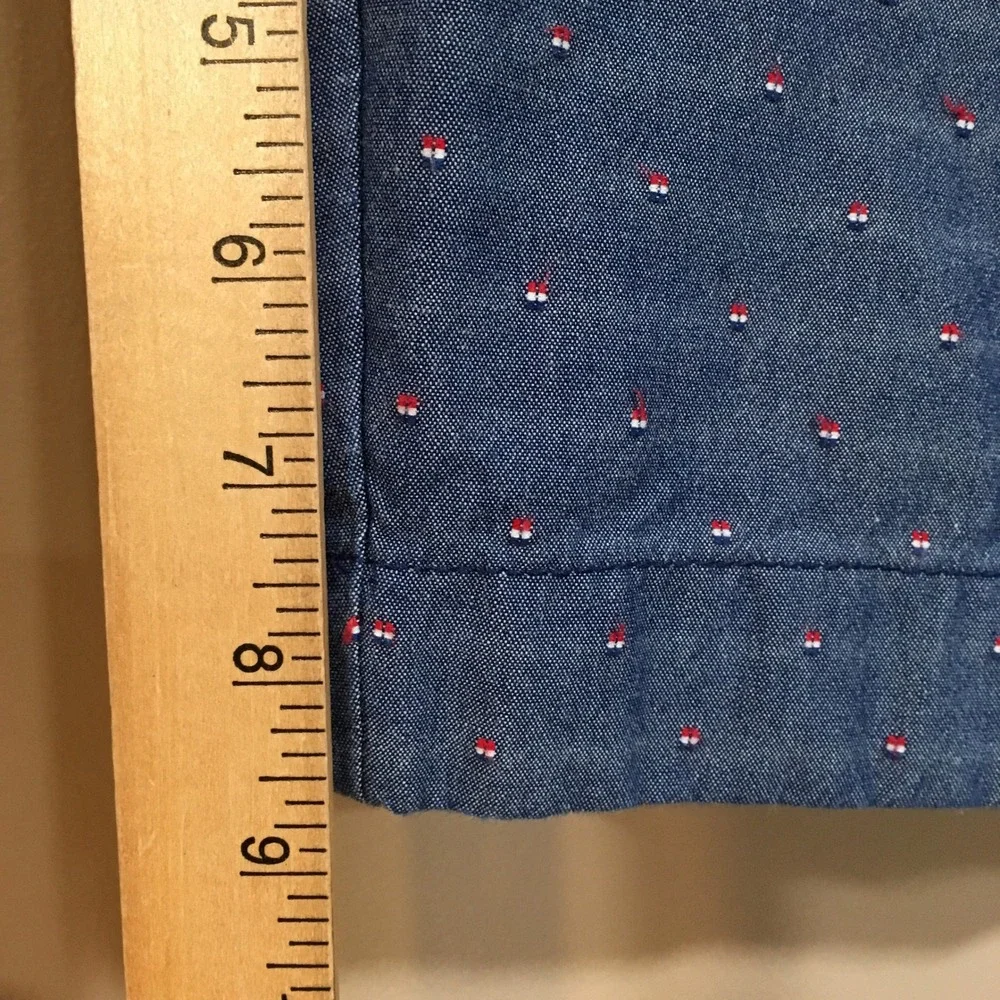 Tommy Hilfiger Logo Print Chino Shorts Mens 30 Blue Chambray‎ Nautical Preppy